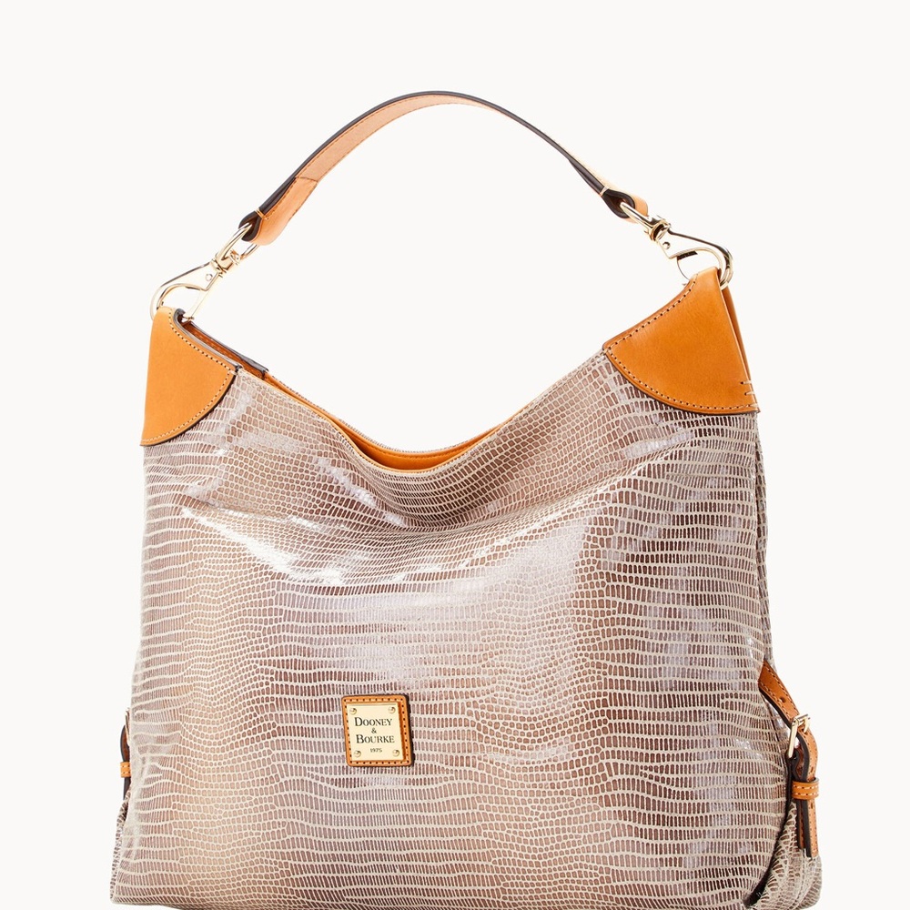 Dooney & Bourke Textured Brown and Tan Hobo Bag - Picture 4 of 9